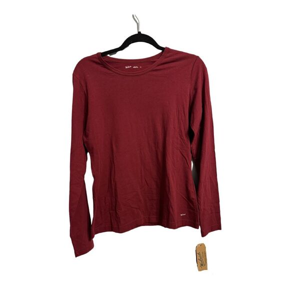 Woolrich Women's 7003 Laureldale Long Sleeve T-Shirt Stretch Cotton Burgundy M - Picture 1 of 6